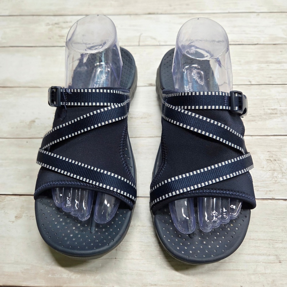 Skechers Outdoor Lifestyle Slide Sandals 56196SA Womens 9 Navy Blue Buckle Strap
